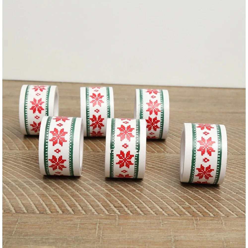 Festive Holiday Napkin Rings in Red and Green, Wooden Christmas Napkin Holders